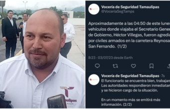 Grupo armado ataca convoy del secretario de Gobierno de Tamaulipas