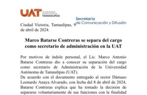 Marco Batarse se separa de su cargo en la UAT