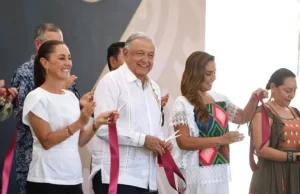 Inauguración del Parque del Jaguar y el Museo de la Costa Oriental, en Tulum, Quintana Roo, acompañado de la presidenta electa, Claudia Sheinbaum.