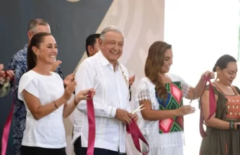Inauguración del Parque del Jaguar y el Museo de la Costa Oriental, en Tulum, Quintana Roo, acompañado de la presidenta electa, Claudia Sheinbaum.