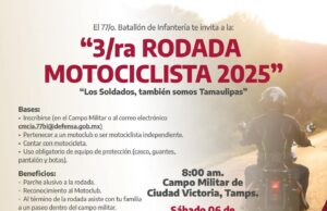 Invita SEDENA a Tercera Rodada Motociclista en Victoria.